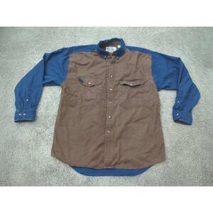 Vintage Brink Button-Down Shirt Men's XL Brown Blue‎ Linen Cotton Colorblock